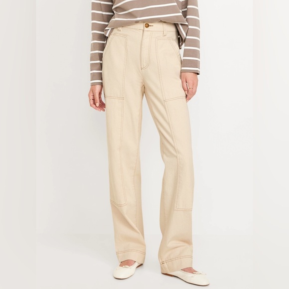 Old Navy Denim - NWT Old Navy Utility Straight High Rise Beige Size 14 Minimalist Neutral Modern